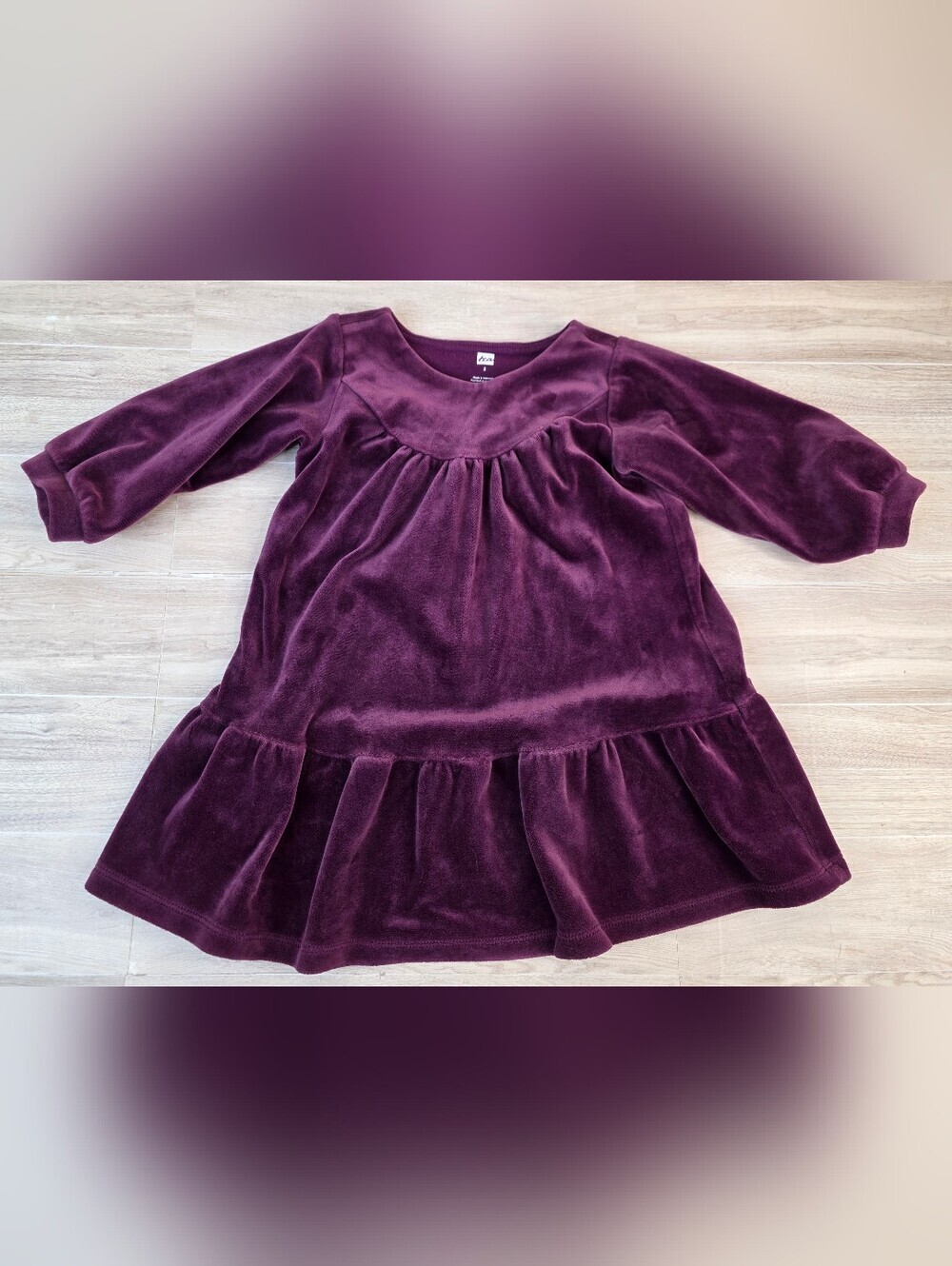 Tea Collection Plum Velvet Peplum Dress 3T